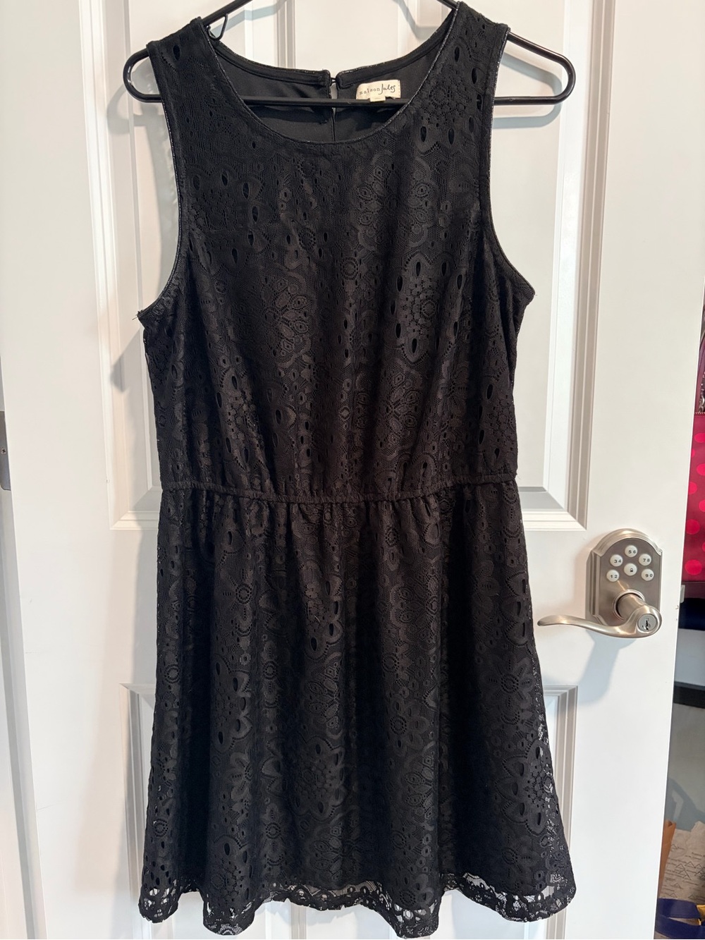Ava & Viv Black Sleeveless Eyelet Lace Fit-and-Flare Dress